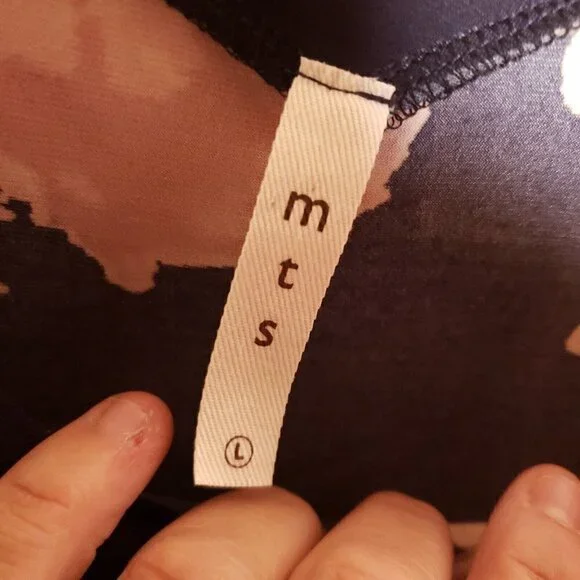 MTS Womens Navy Stretchy Floral Top Large - Picture 4 of 5